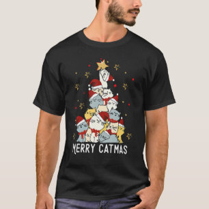 Merry Catmas Christmas Tree Winter Cats Santa Cat T-Shirt