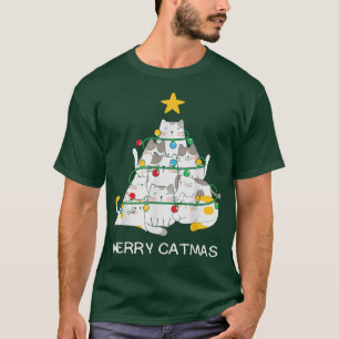 Merry Catmas Christmas Tree Xmas Lights Christmas T-Shirt