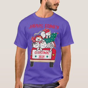 Merry Catmas Christmas truck cat lovers Jarvis Fam T-Shirt