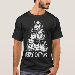 Merry Catmas Cute Cat Christmas Tree Holiday T-Shirt