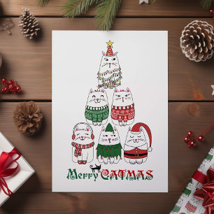 Merry Catmas Cute Funny Meowy Christmas  Holiday Card