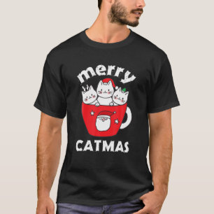 Merry Catmas Cute Kitten Coffee Cup Dad And Mum Ch T-Shirt