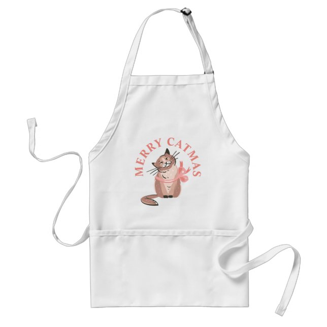 Merry Catmas | Funny Cat Christmas Present Standard Apron (Front)