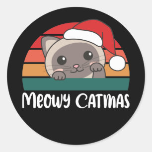 Merry Catmas Funny Cat Christmas Pun Classic Round Classic Round Sticker