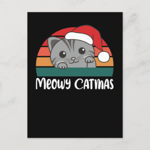 Merry Catmas Funny Cat Christmas Pun Holiday Postcard