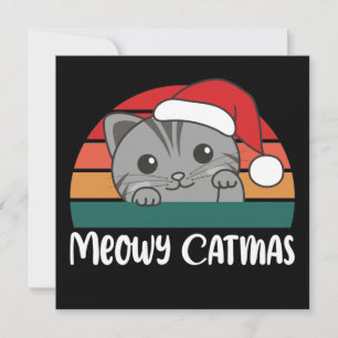 Merry Catmas Funny Cat Christmas Pun Invitation