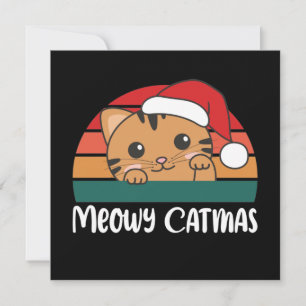 Merry Catmas Funny Cat Christmas Pun Invitation