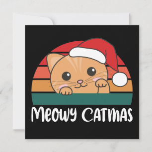Merry Catmas Funny Cat Christmas Pun Invitation