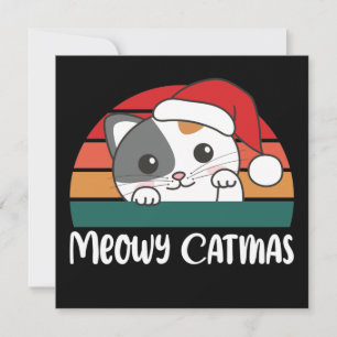 Merry Catmas Funny Cat Christmas Pun Invitation