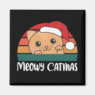 Merry Catmas Funny Cat Christmas Pun Magnet