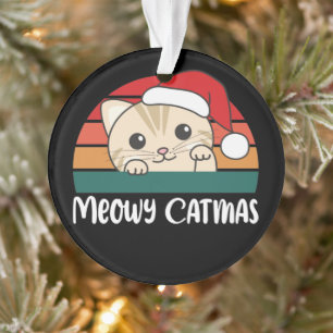 Merry Catmas Funny Cat Christmas Pun Ornament