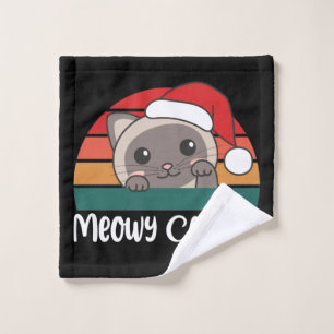 Merry Catmas Funny Cat Christmas Pun Wash Cloth