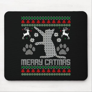 Merry Catmas Funny Cat Christmas Ugly Sweater Men  Mouse Pad