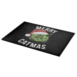 Merry Catmas Funny Cat Lovers Christmas  Cutting Board