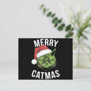 Merry Catmas Funny Cat Lovers Christmas Holiday Postcard