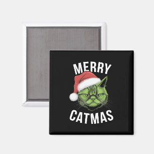 Merry Catmas Funny Cat Lovers Christmas Magnet