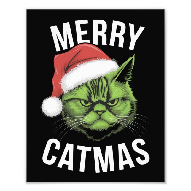 Merry Catmas Funny Cat Lovers Christmas  Photo Print (Front)