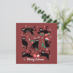 Merry Catmas Funny Christmas Black Cat Lover Holiday Card