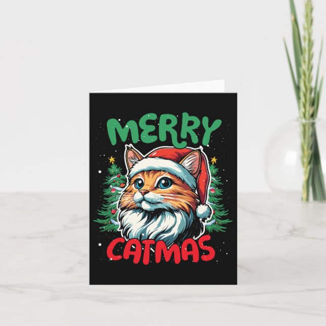 Merry Catmas Funny Christmas Duck Lover  Card (Front)