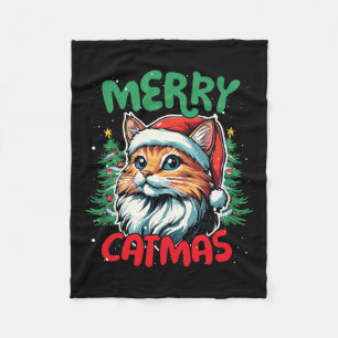 Merry Catmas Funny Christmas Duck Lover Fleece Blanket