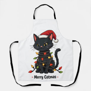 Merry Catmas Funny Christmas Feline Cat Lover Apron