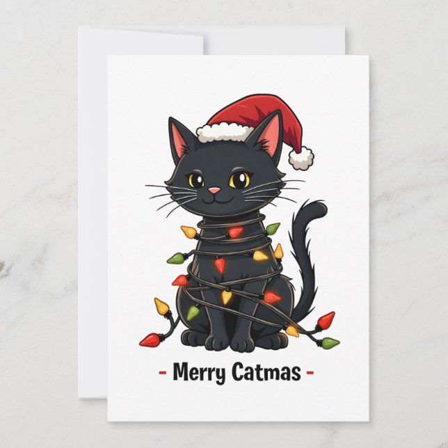 Merry Catmas Funny Christmas Feline Cat Lover Thank You Card (Front)