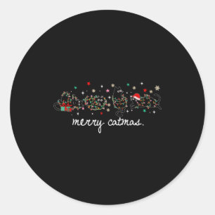 Merry Catmas Funny Christmas Meowy Cute Cats With Classic Round Sticker