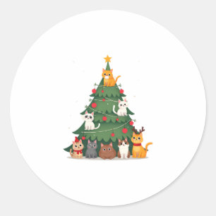 Merry Catmas Funny Christmas Tree, Cats Xmas Meow  Classic Round Sticker