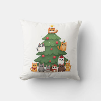 Merry Catmas Funny Christmas Tree, Cats Xmas Meow  Cushion