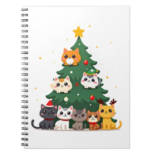 Merry Catmas Funny Christmas Tree, Cats Xmas Meow Notebook