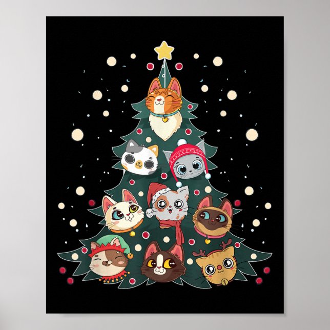 Merry Catmas Funny Christmas Tree, Cats Xmas Meow  Poster (Front)
