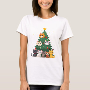 Merry Catmas Funny Christmas Tree, Cats Xmas Meow  T-Shirt