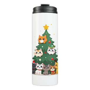 Merry Catmas Funny Christmas Tree, Cats Xmas Meow Thermal Tumbler