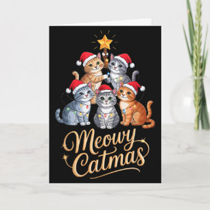 Merry Catmas Funny Christmas Tree Matching Meowy X Card