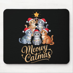 Merry Catmas Funny Christmas Tree Matching Meowy X Mouse Pad