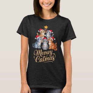 Merry Catmas Funny Christmas Tree Matching Meowy X T-Shirt