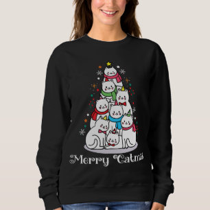 Merry Catmas Funny Cute Cats Lover Christmas Tree  Sweatshirt