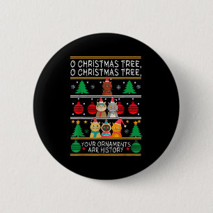 Merry Catmas Funny O Christmas Tree, Cat Xmas Meow 6 Cm Round Badge