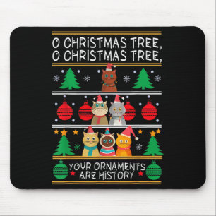 Merry Catmas Funny O Christmas Tree, Cat Xmas Meow Mouse Pad