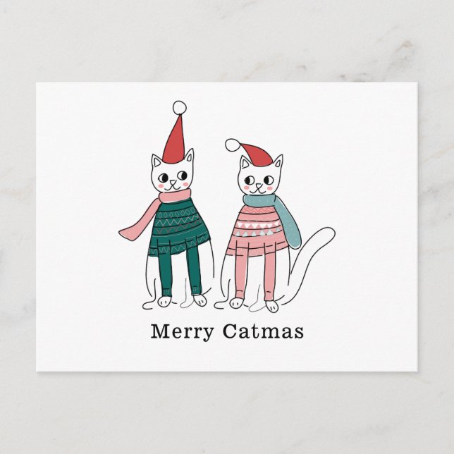 Merry Catmas  Holiday Postcard (Front)