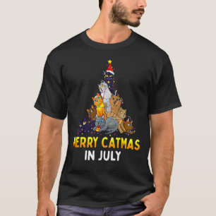 Merry Catmas in July Cute Cat Xmas Tree Men Women T-Shirt