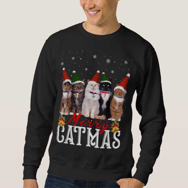 Merry Catmas Matching Family Cat Lover Xmas Sweatshirt (Front)