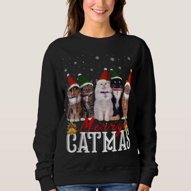 Merry Catmas Matching Family Cat Lover Xmas Sweatshirt (Front)