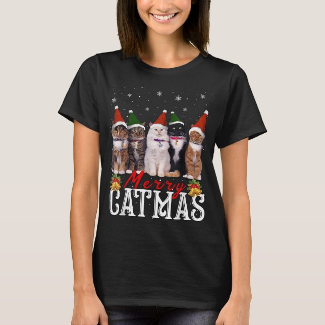 Merry Catmas Matching Family Cat Lover Xmas T-Shirt (Front)