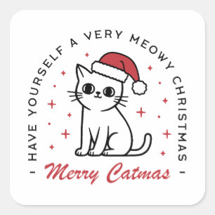 Merry Catmas meowy Christmas cat Square Sticker