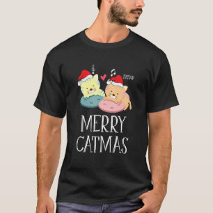 Merry Catmas Pajama Christmas Lights Holiday Cat T-Shirt