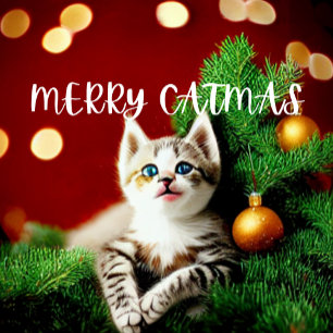 Merry Catmas Purrfect Christmas Card