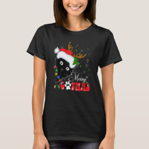 Merry Catmas Reindeer Santa Black Cat Christmas Co T-Shirt