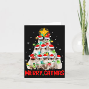 Merry Catmas Santa Birman Cats Christmas Tree Ligh Card