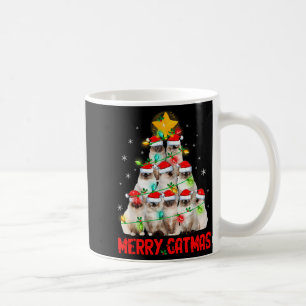 Merry Catmas Santa Birman Cats Christmas Tree Ligh Coffee Mug